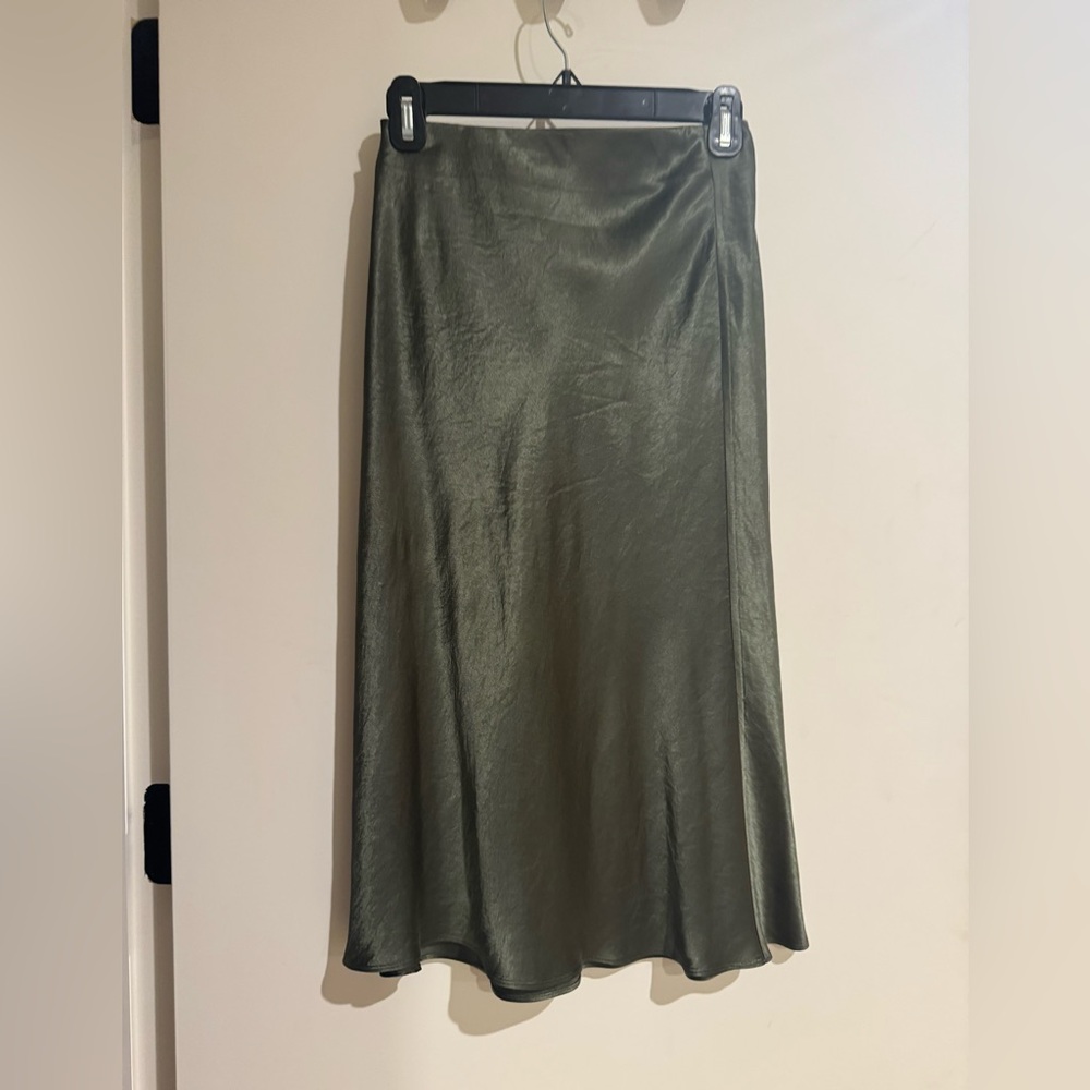 Aritzia Green Satin Skirt